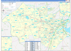 Middlesex-Somerset-Hunterdon Metro Area Wall Map Basic Style 2024
